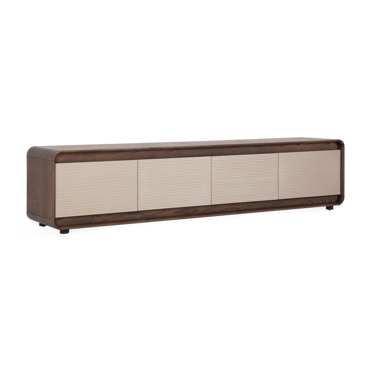 TV cabinet in wood surface finish, side view