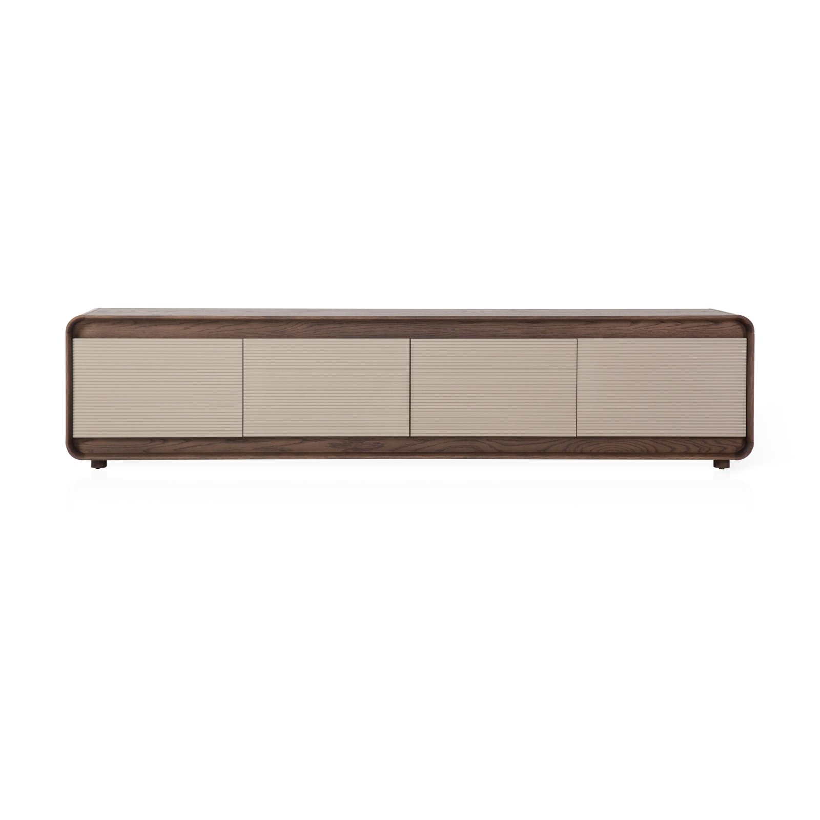 TV cabinet in wood surface finish, front view