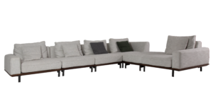 Modular Sectional Sofa | Cotton Linen and Cowhide Ash Wood 2 h 698 1