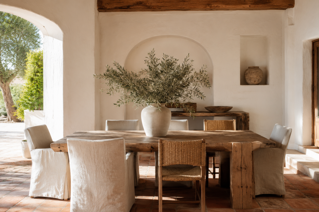 Luxury Villa Furniture Trends for International Developments in 2026 2 A Mediterranean style villa dining room