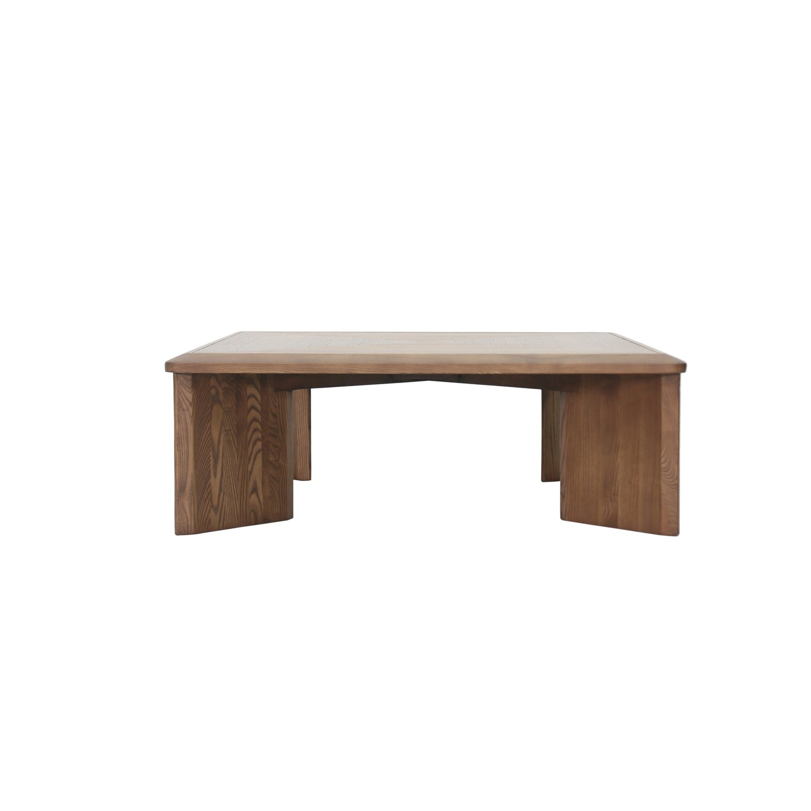 Coffee table in wood surface finish, front view