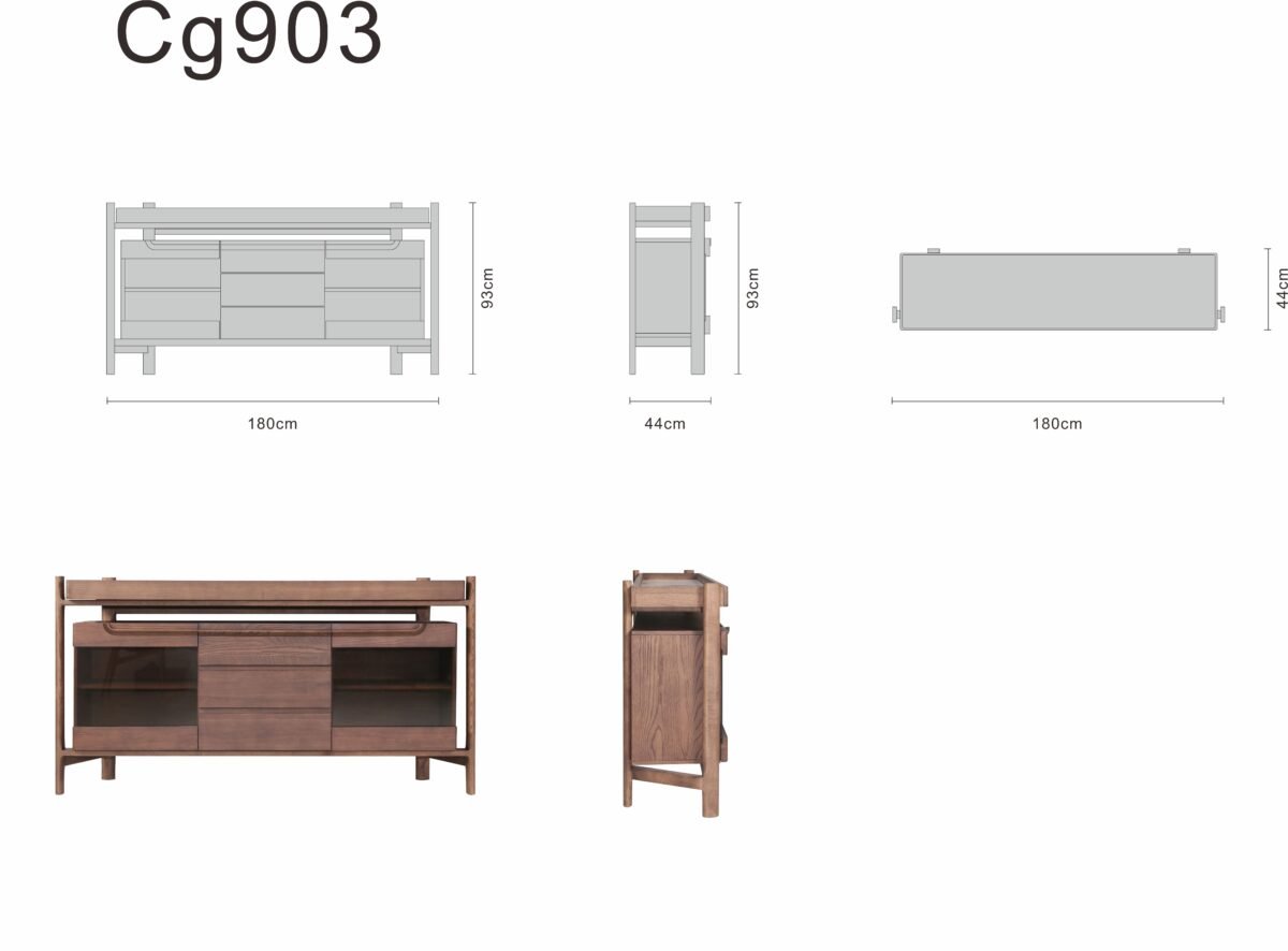 Sideboard line art on white background