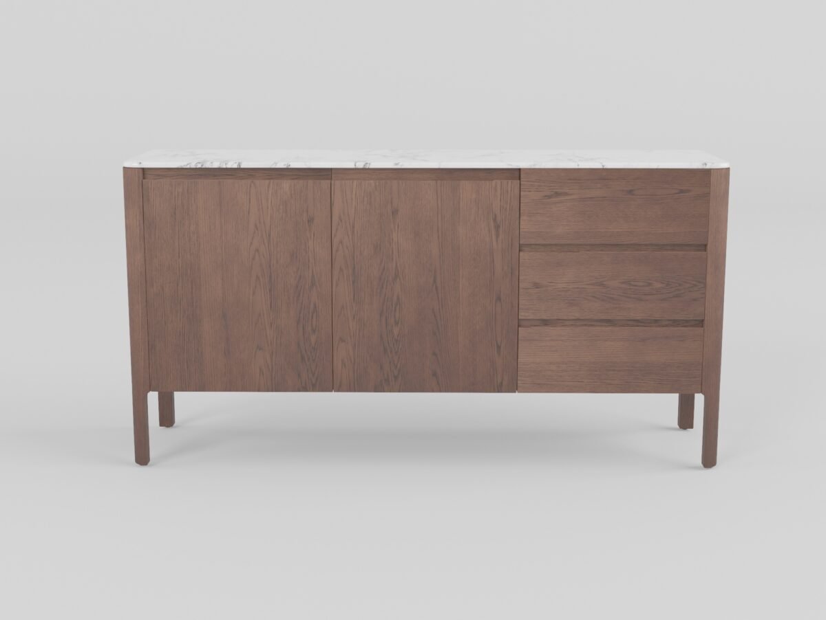 Sideboard in silver dusk grey, front view