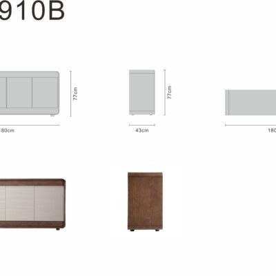 Ash wood sideboard line art on white background