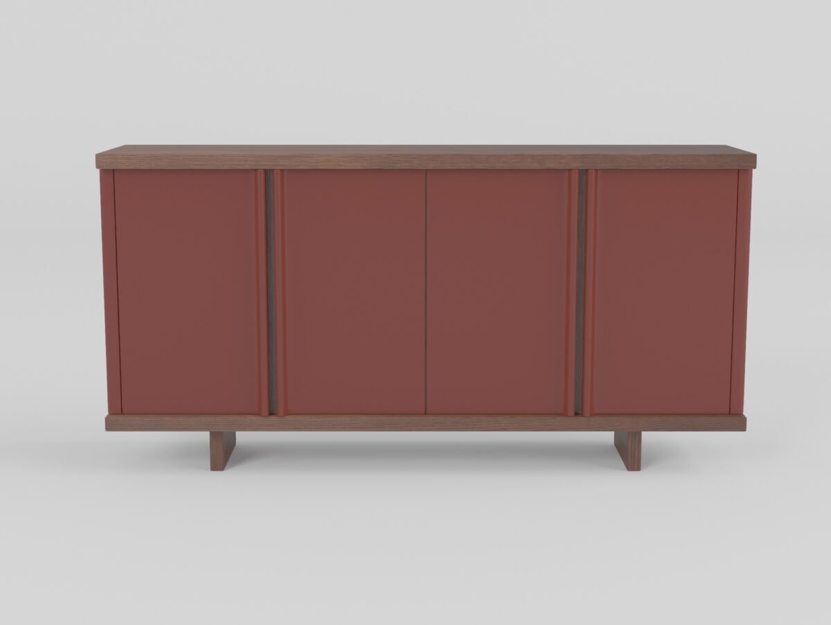 Tall ash wood sideboard, front view