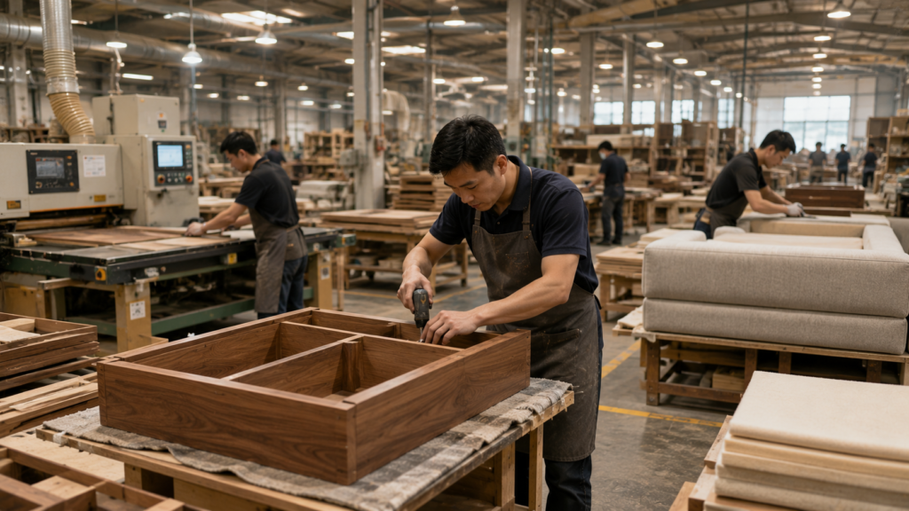 How to Source Hotel Furniture Directly from a Chinese Factory 4 Furniture workshop in action