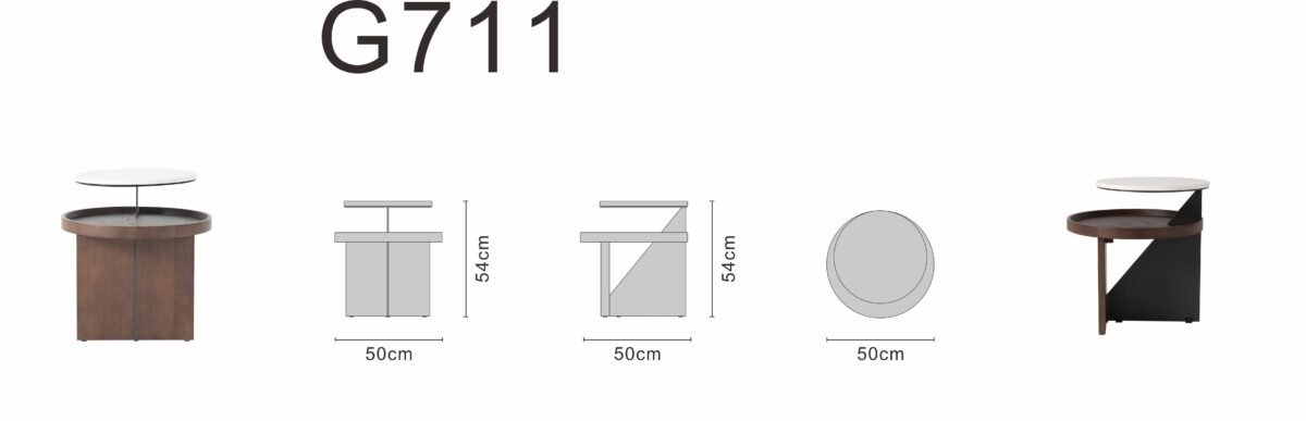 Round bedside table line art on white background