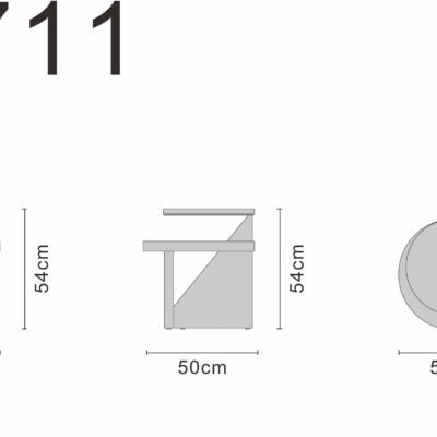 Round bedside table line art on white background