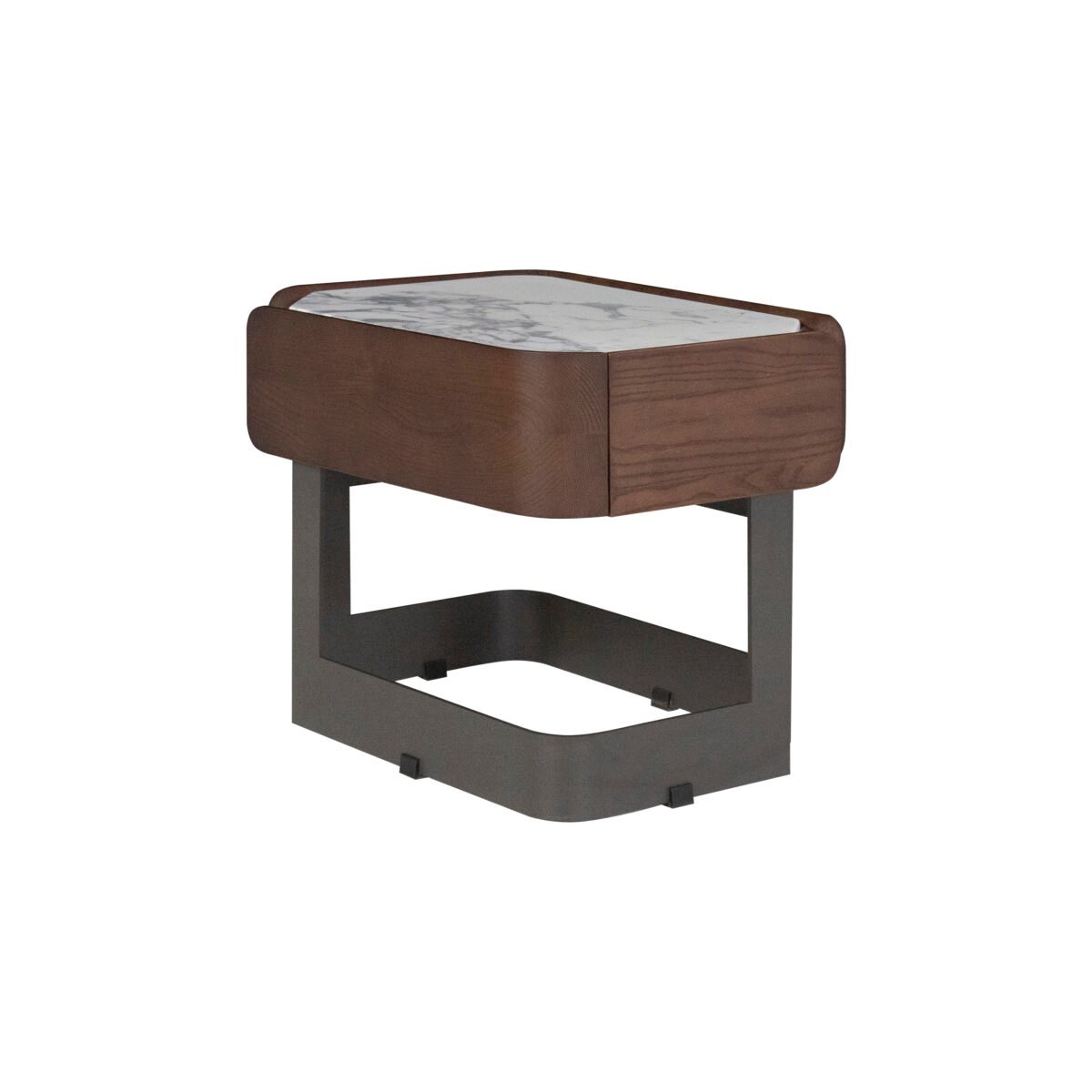 Bedside table in cloud marble finish, scene view one