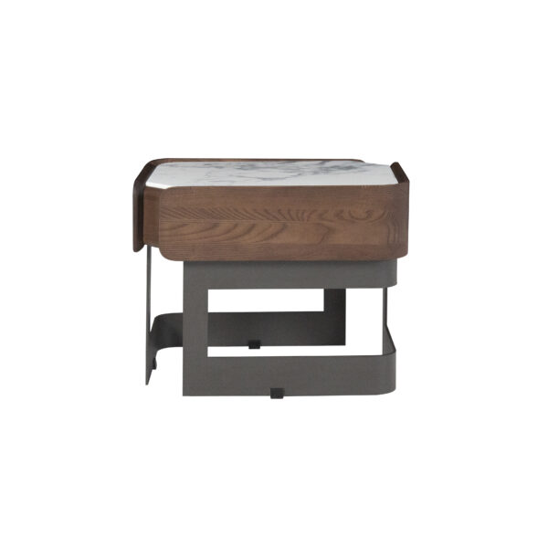 Bedside table in cloud marble finish, scene view two