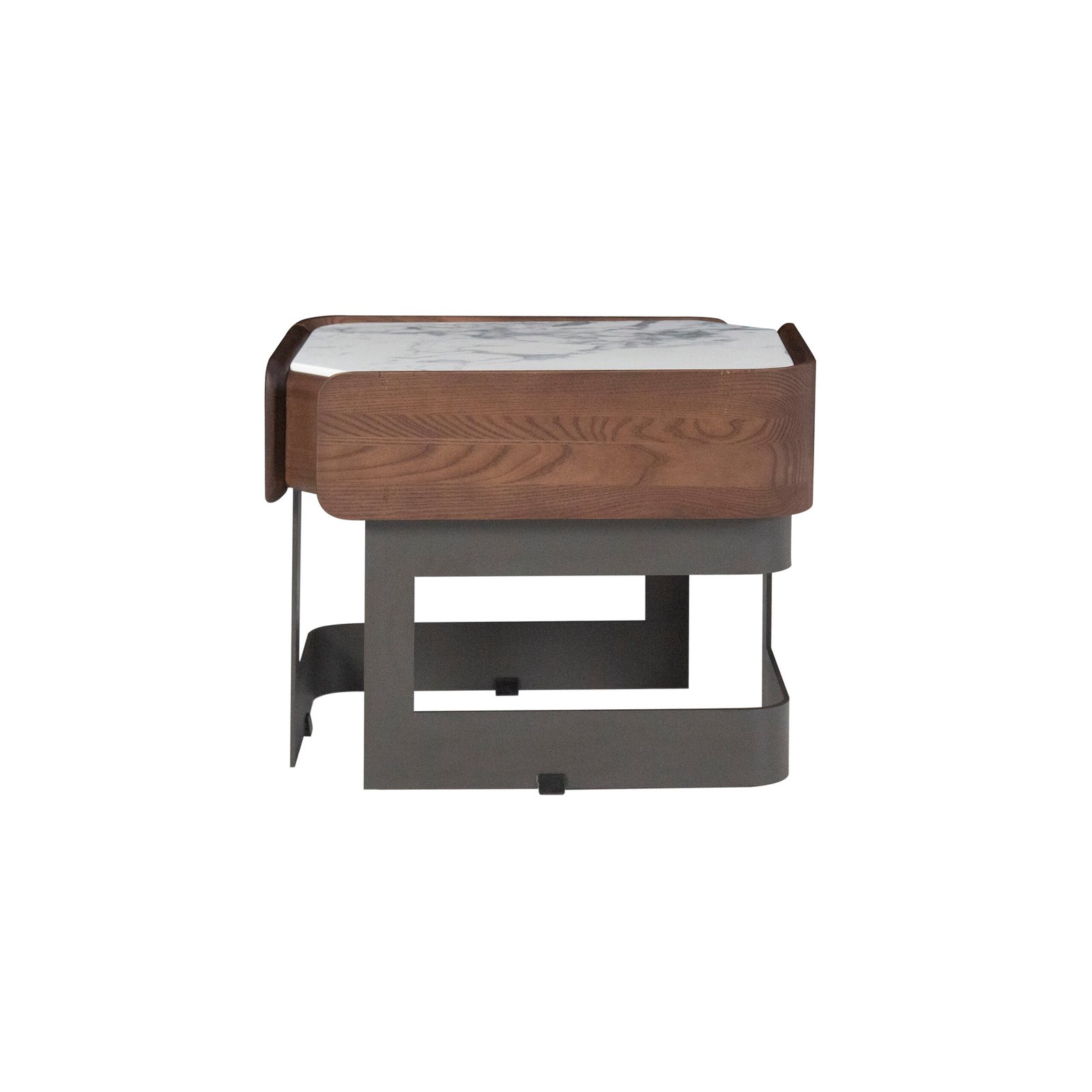 Bedside table in cloud marble finish, scene view two