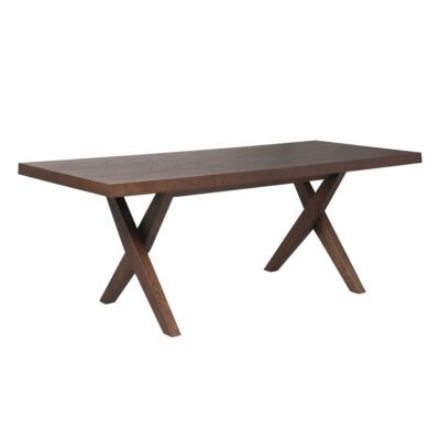 Dining table in wood surface finish, side view