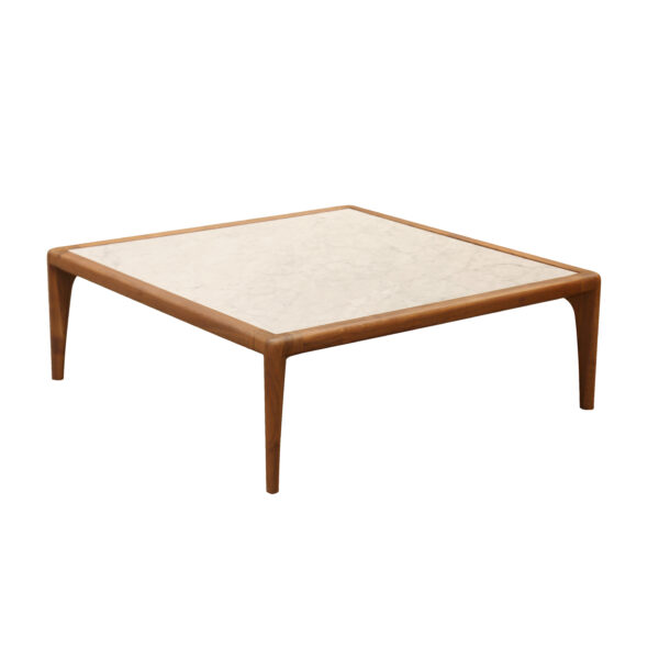 Marble coffee table in soaring cloud white, scene view two