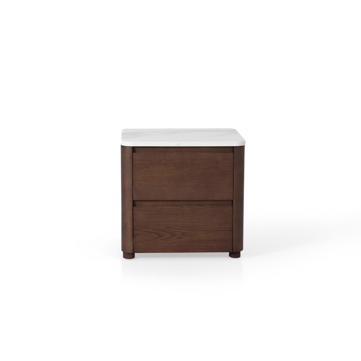 Bedside table in silver dusk grey, scene view one