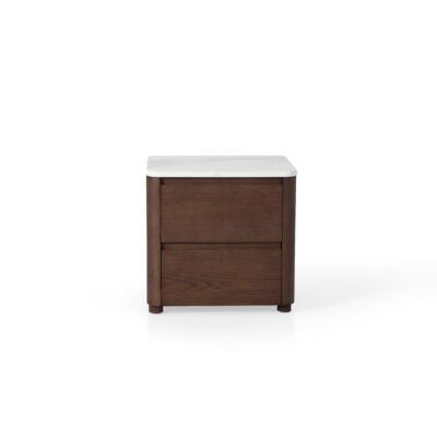 Bedside table in silver dusk grey, scene view one