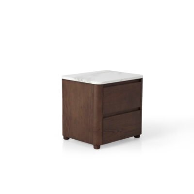 Bedside table in silver dusk grey, scene view two