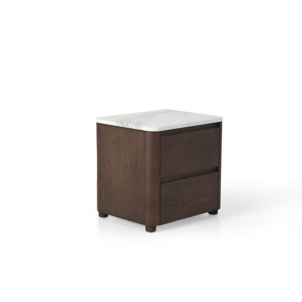 Bedside table in silver dusk grey, scene view two