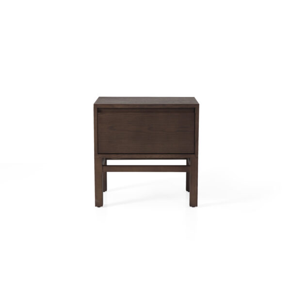 Bedside table in wood surface finish, scene view one