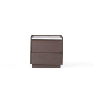 Bedside table in jazz white marble, scene view one