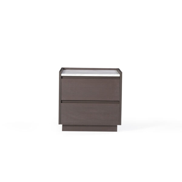 Bedside table in jazz white marble, scene view one