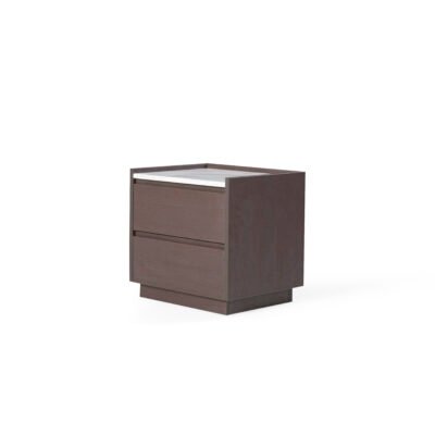 Bedside table in jazz white marble, scene view two
