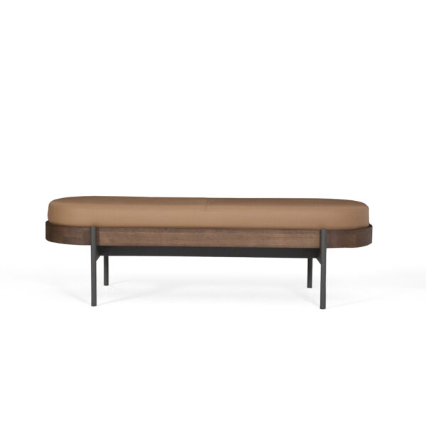 Bed bench in leather, scene view one