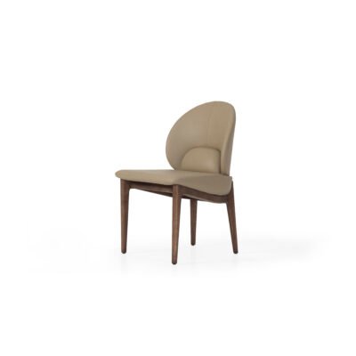 High-back dining chair in leather, scene view two