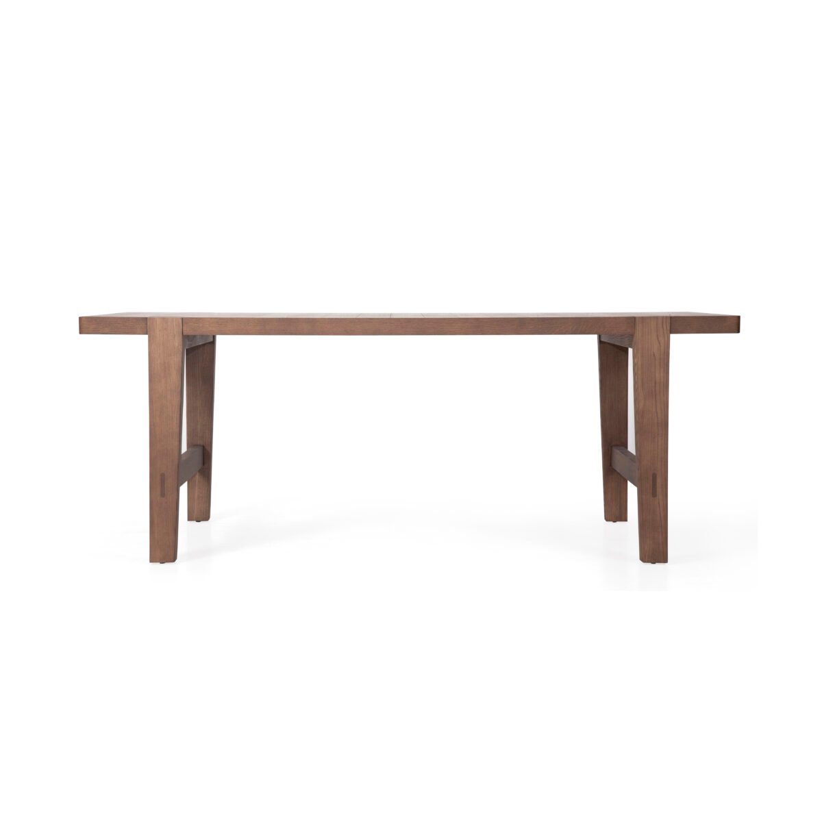 Dining table in wood surface finish, front view