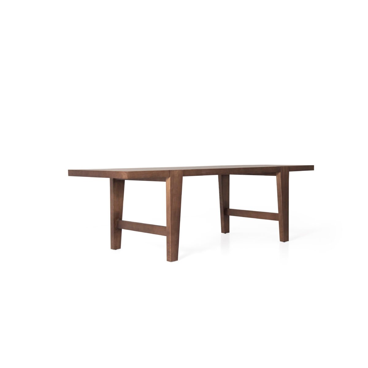 Dining table in wood surface finish, side view