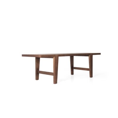 Dining table in wood surface finish, side view