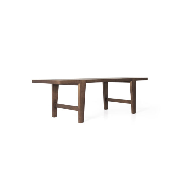 Dining table in wood surface finish, side view