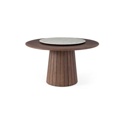 Round dining table misty rain grey, scene view