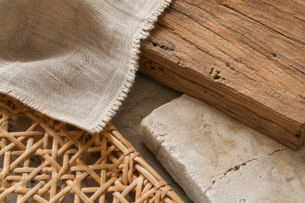 Luxury Villa Furniture Trends for International Developments in 2026 3 Macro style close up of natural furniture materials arranged together