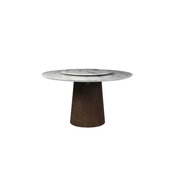 Round dining table artistic grey, studio rendering
