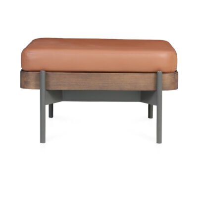 Ottoman footstool in leather, front view