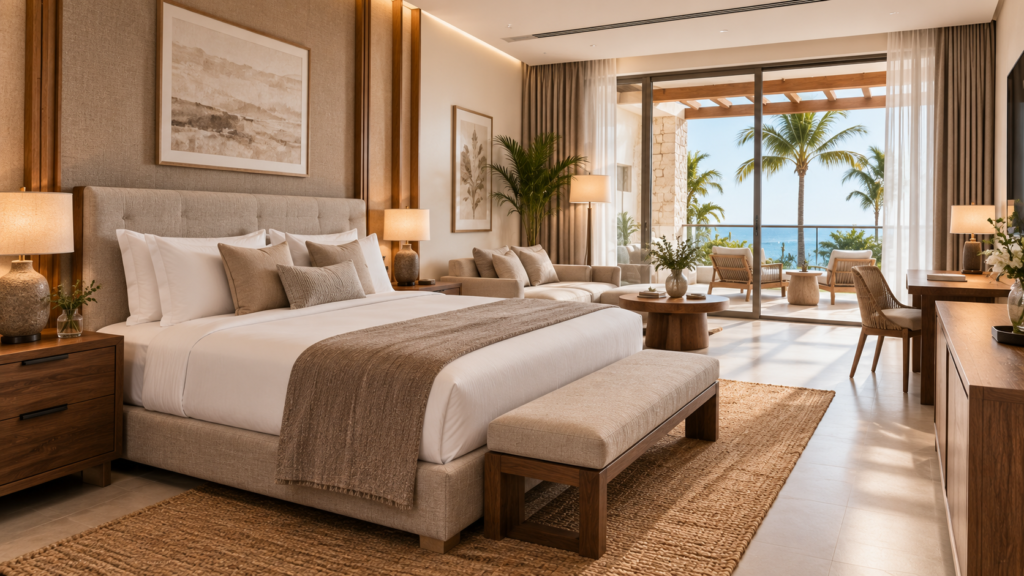 How to Source Hotel Furniture Directly from a Chinese Factory 8 Serene luxury hotel suite with ocean view
