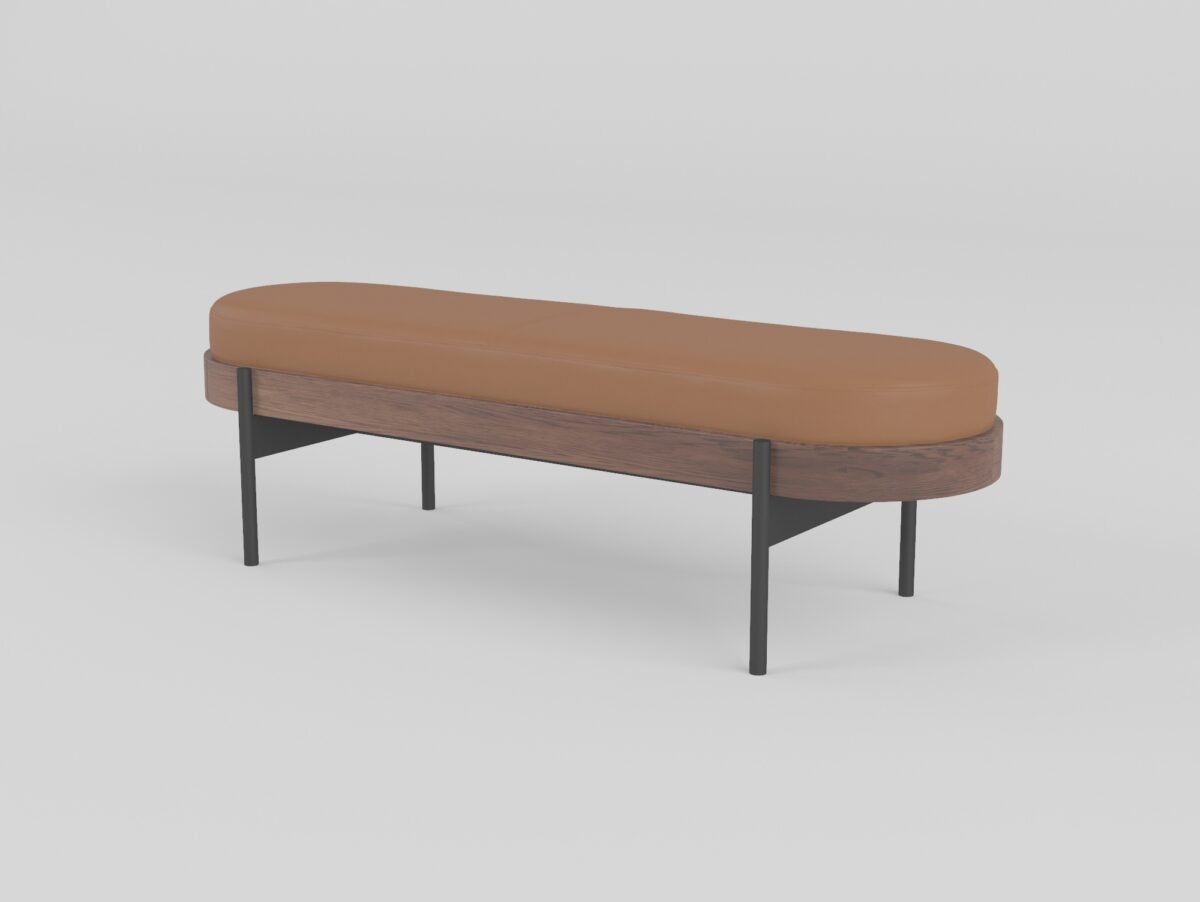 Bed bench in leather, front view