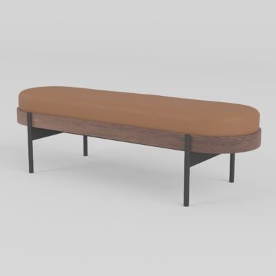Bed bench in leather, front view