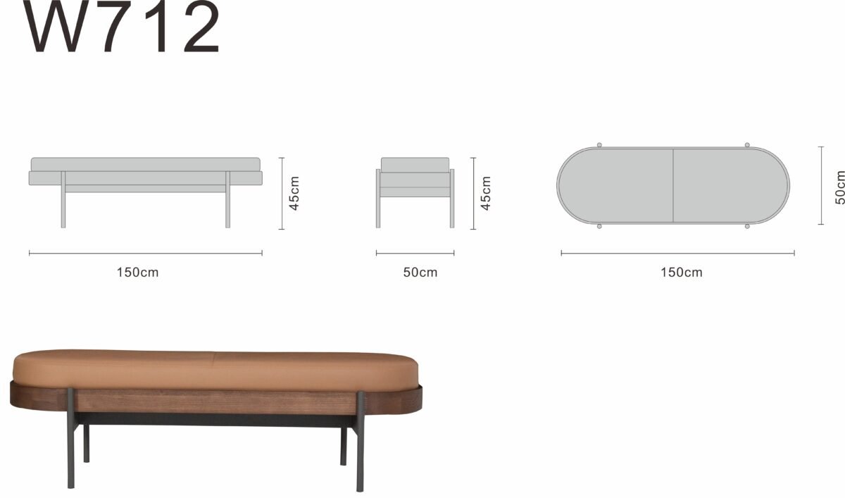Bed bench line art on white background