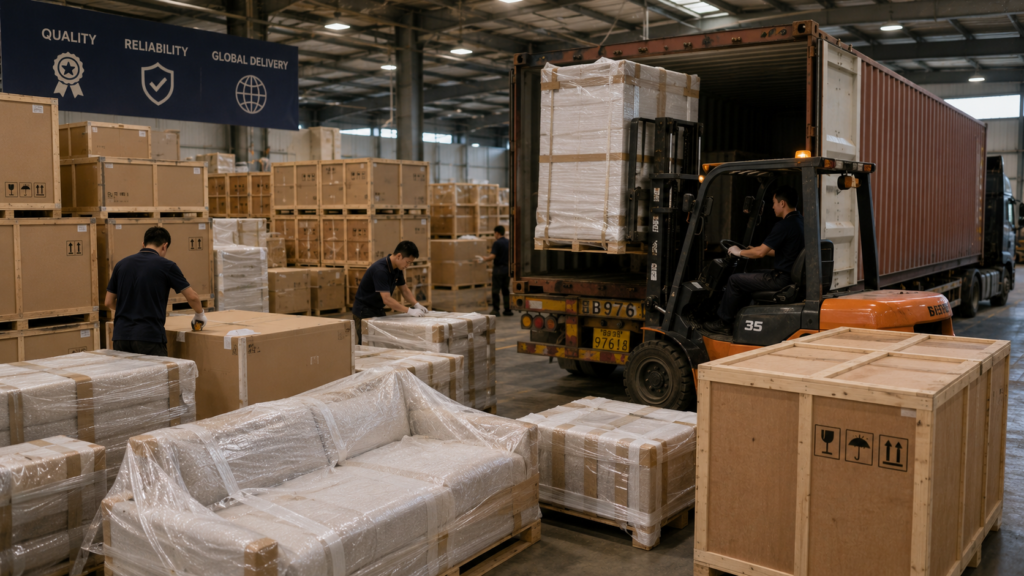 How to Source Hotel Furniture Directly from a Chinese Factory 6 Warehouse packing and loading process