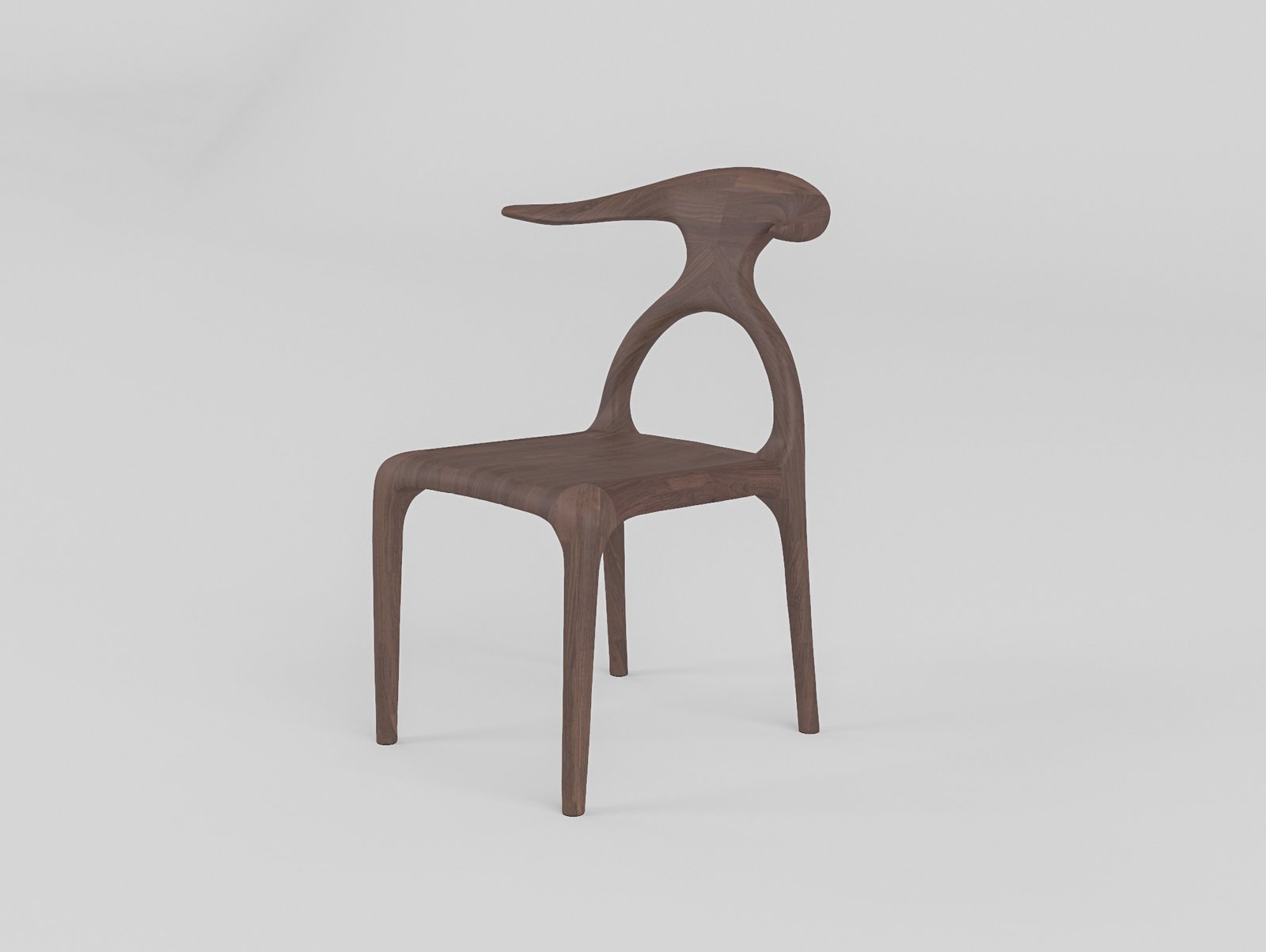 Dining chair in solid ash wood, front view