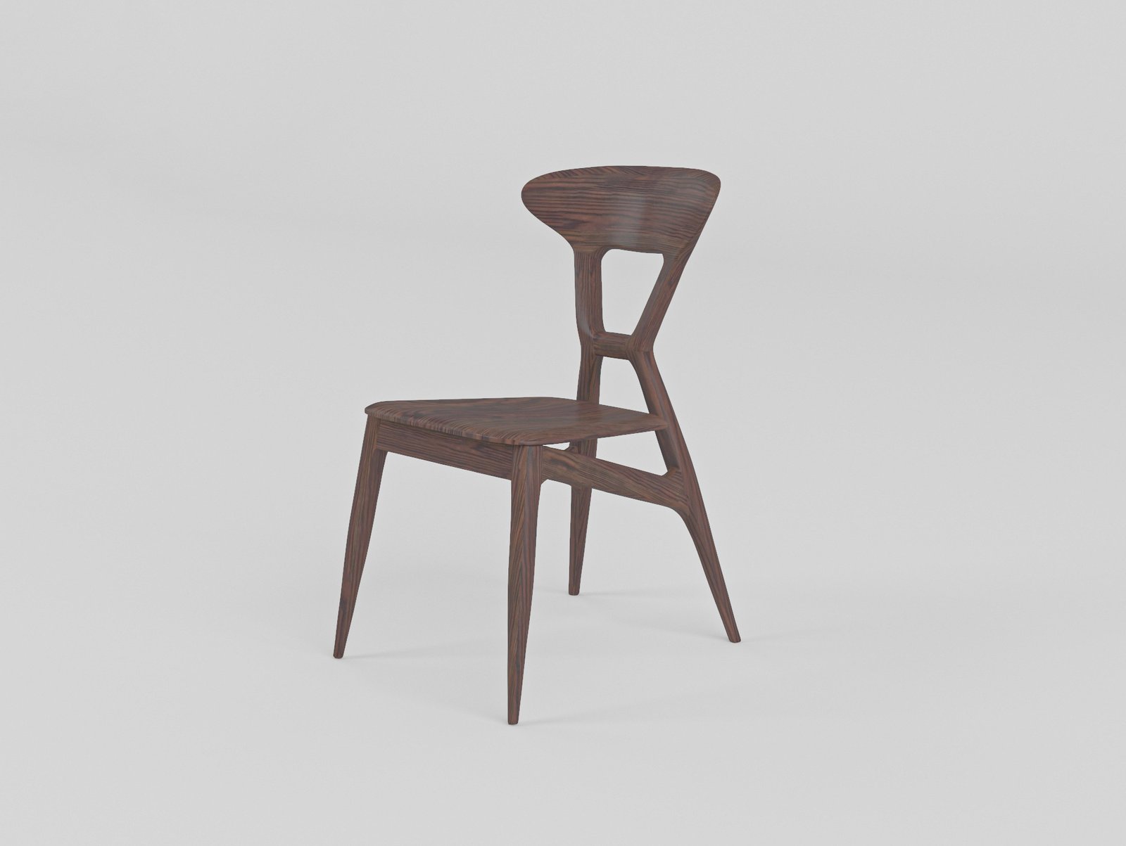 Compact dining chair in solid ash wood, front view