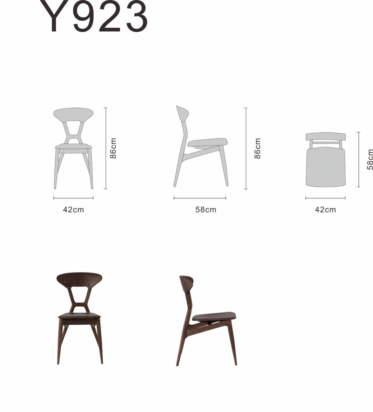 Compact dining chair line art on white background
