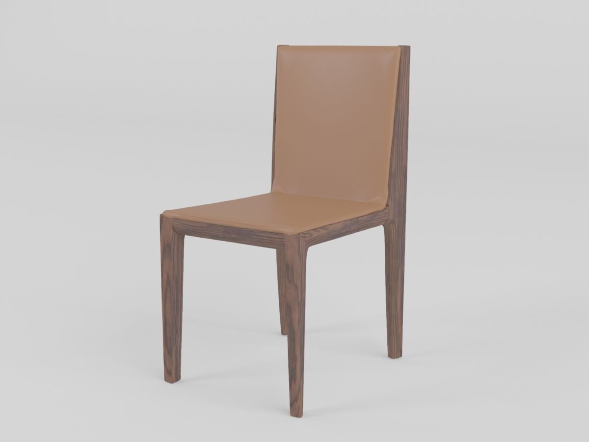 Dining chair in cowhide leather, scene view three