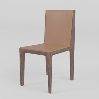 Dining chair in cowhide leather, scene view three