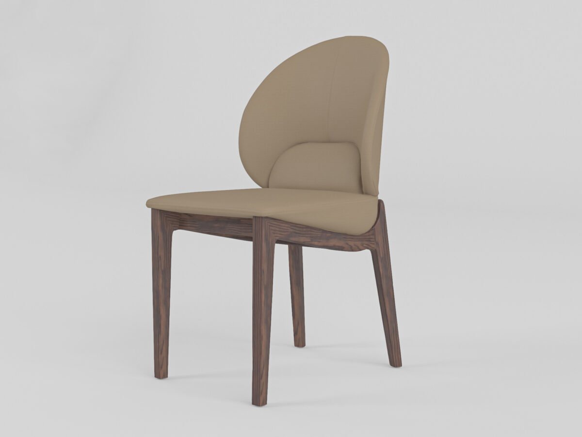High-back dining chair in leather, scene view three