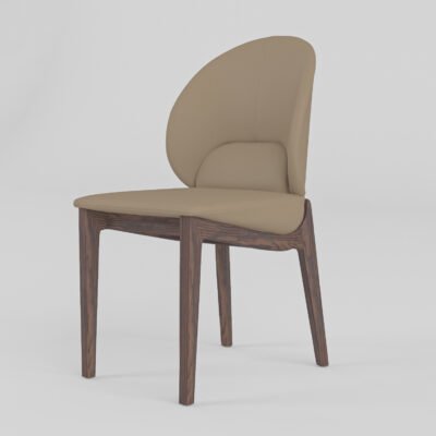High-back dining chair in leather, scene view three