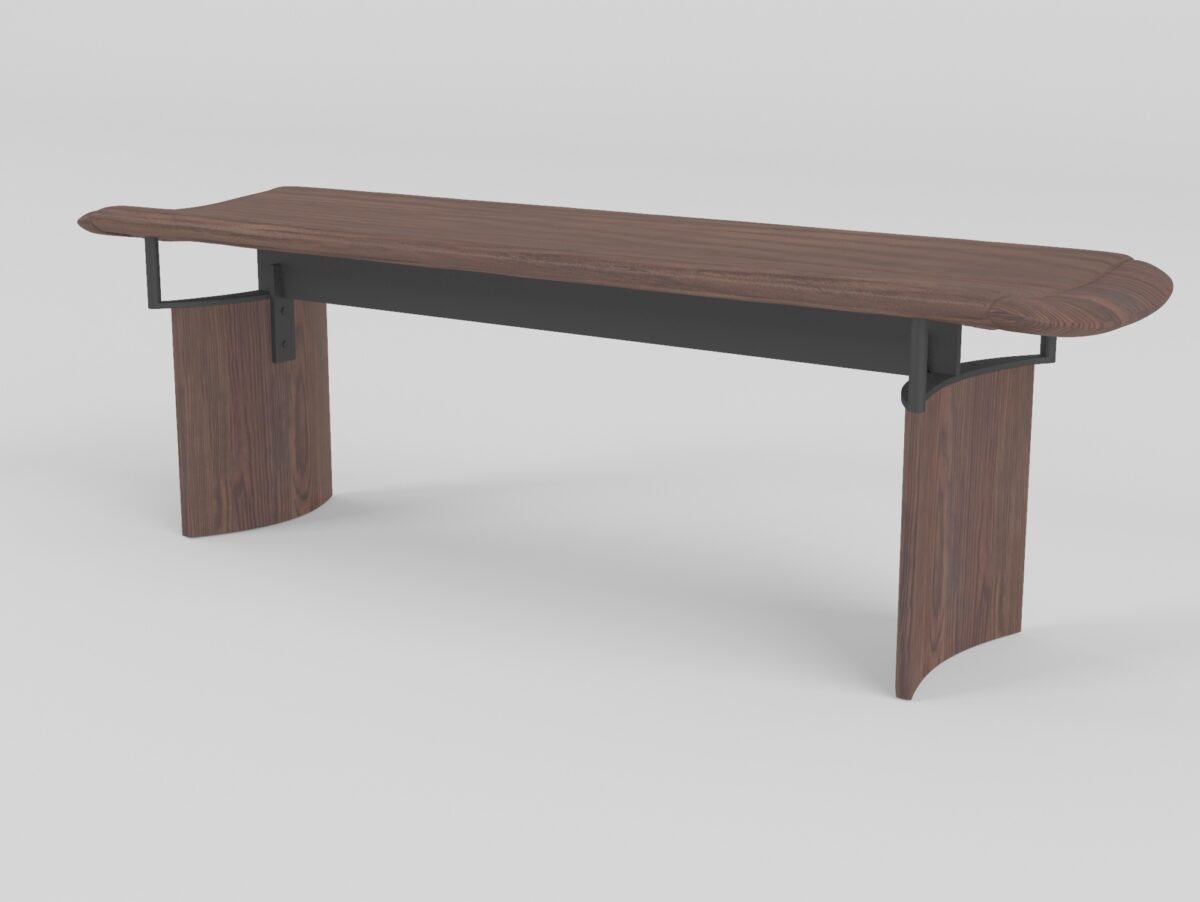 Dining bench in solid ash wood, front view