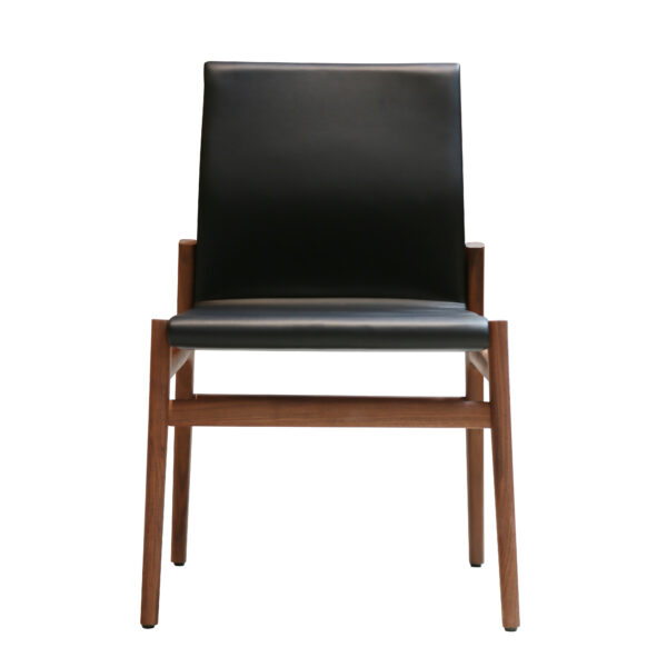 Round back dining chair in leather, scene view one
