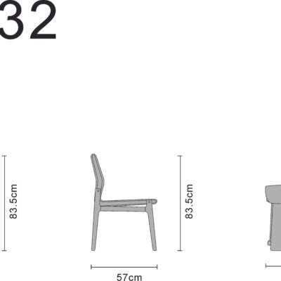 Round back dining chair line art on white background